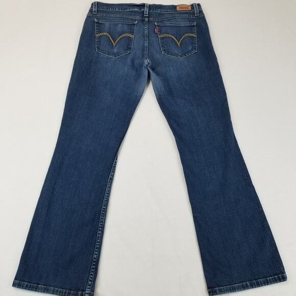 Levis 524 Jeans Size 11 Blue Too Superlow Bootcut Flare Dark Wash Stretch 90s - Picture 2 of 12